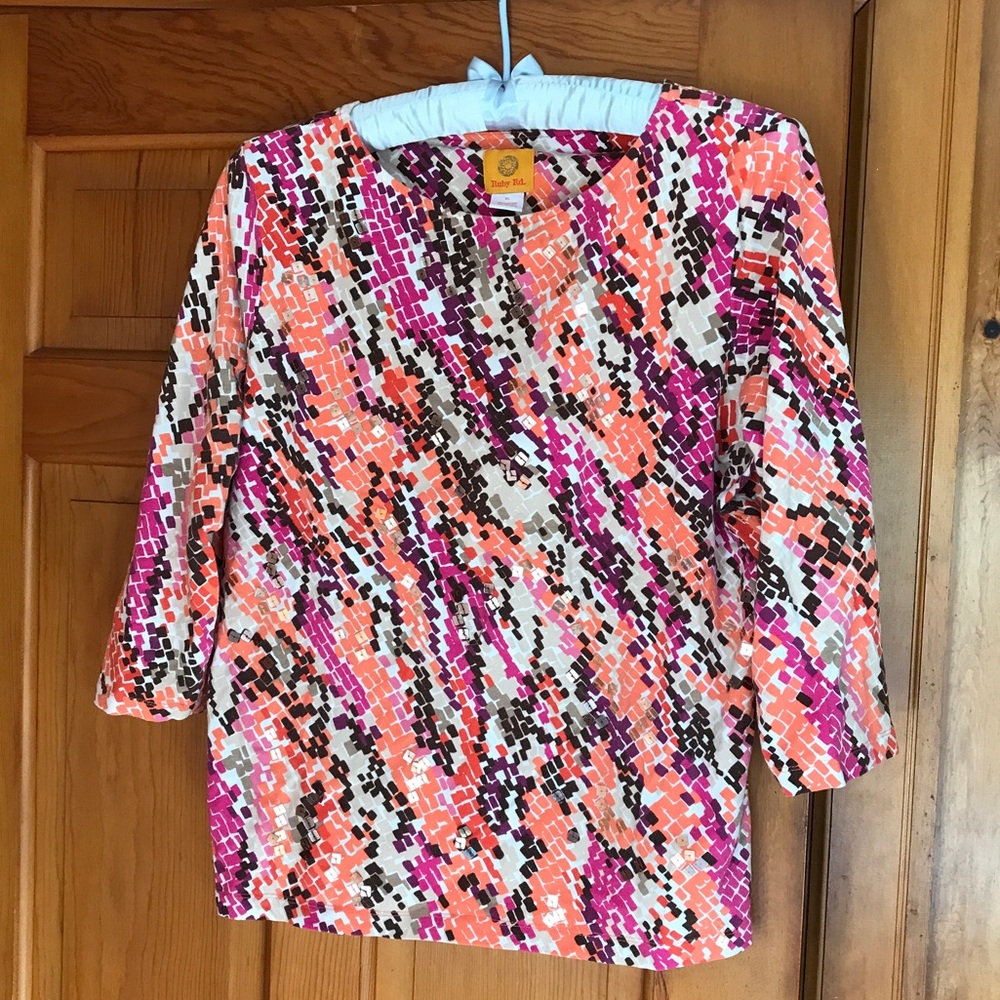 Ruby Rd. Multicolor Abstract Print Top Size XL